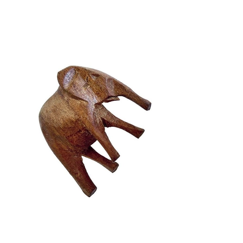 Wooden Brown Elephant Brooch Pin 1.5" Figural - Picture 3 of 5